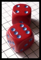 Dice : Dice - 6D Pipped - Red Opaque with Blue Pips - FA collection buy Dec 2010